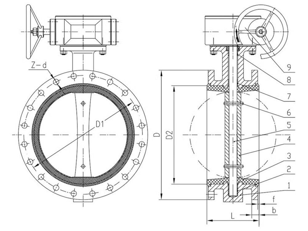 铸钢涡轮四氟法兰蝶阀 D341F-16C（images 2）