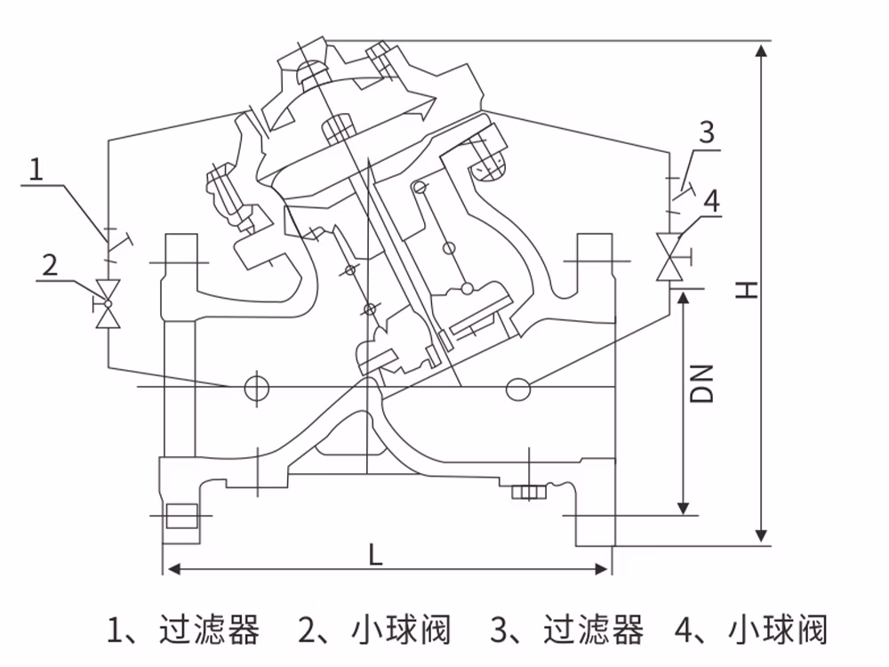 球墨铸铁多功能水泵控制阀 JD745X-16Q